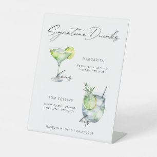 Signature Drinks Minimalistisch Schwarz-weiß Sockelschild