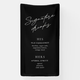 Signature Drinks Minimalistisches Schwarz-Weiß-Bar Banner