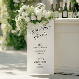 Signature Drinks Minimalistisches Schwarz-Weiß-Bar Banner