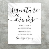 Signature Drinks mit schwarzer und weißer Schrift 