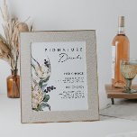 Signature Drinks mit weißer Blüte Poster<br><div class="desc">Wir entwarfen dieses White Floral Signature Getränke-Zeichen, um Ihre rustikale dunkle tropische Hochzeit zu beenden. Die böhmische Aquarellanlage mit ihren modernen böhmischen Blume, wie Protea, Dahlia und getrockneter Lotus, ist ein Set für das modisch-minimalistische Grün und Weiß. Ändern Sie den Text und fügen Sie ein Foto, um es zu Ihrem...</div>