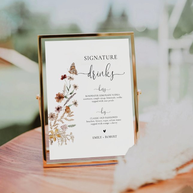 Signature Drinks mit winziger Wildblume Unterschri Sockelschild (Von Creator hochgeladen)