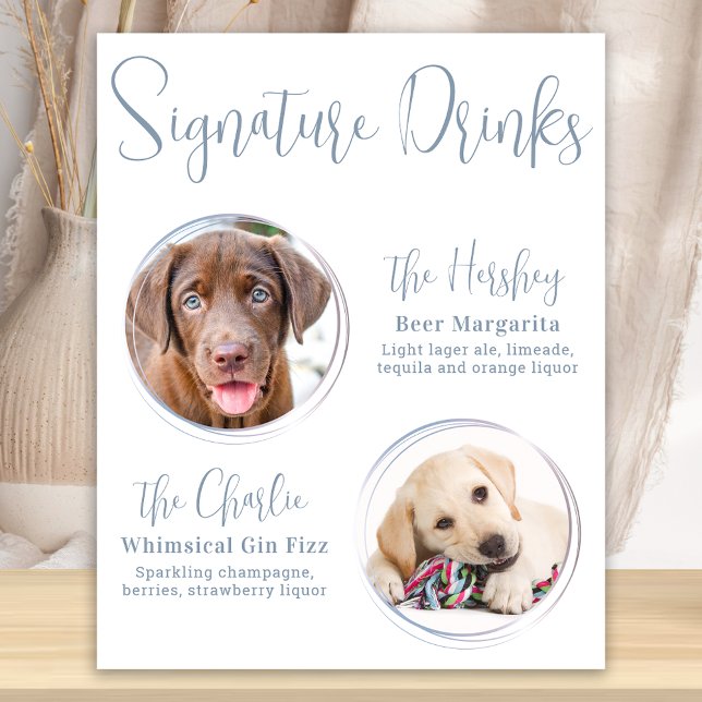 Signature Drinks Moderne, blaue Begleiter Hochzeit Poster (Von Creator hochgeladen)