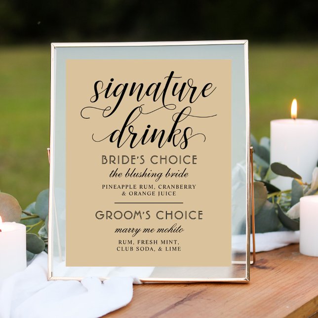 Signature Drinks Moderne Kraft und Schwarze Schrif Poster (Von Creator hochgeladen)