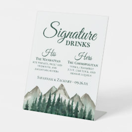 Signature Drinks Mountains & Pine Wedding Sockelschild