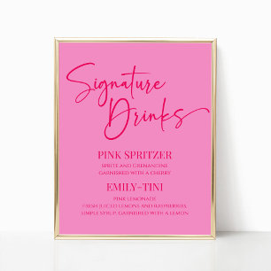 Signature Drinks Party Signature Hot Pink Poster