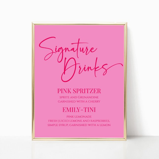 Signature Drinks Party Signature Hot Pink Poster (Von Creator hochgeladen)