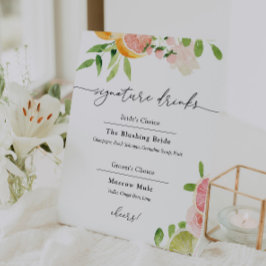 Signature Drinks Rosa Zitrusfrüchte Zeichen Sockelschild