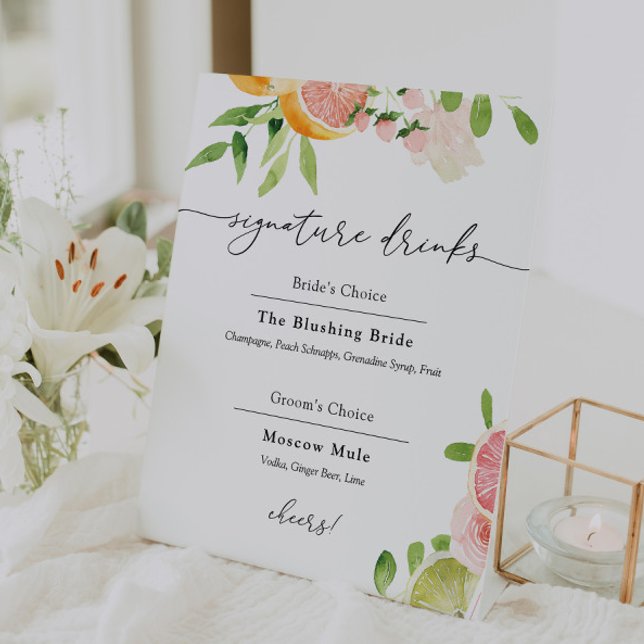 Signature Drinks Rosa Zitrusfrüchte Zeichen Sockelschild (Von Creator hochgeladen)