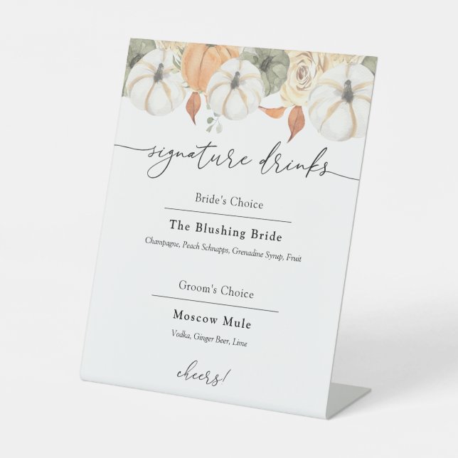 Signature Drinks rustikales Zeichen des Herbstes Sockelschild (Vorderseite)