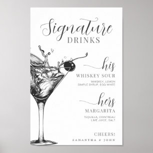 Signature-Drinks Seine Ihre Braut Bräutigam Cockta Poster