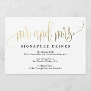 Signature Drinks Sign - Liebliche Kalligraphie Einladung
