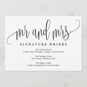 Signature Drinks Sign - Liebliche Kalligraphie Einladung