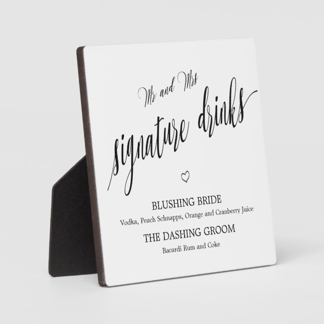 Signature drinks sign Tabletop Plaque with Easel Fotoplatte (Vorderseite)