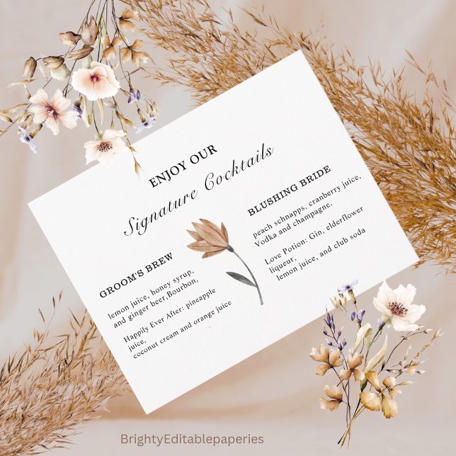 Signature Drinks Signature Blume Fantasy Template RSVP Karte (Von Creator hochgeladen)