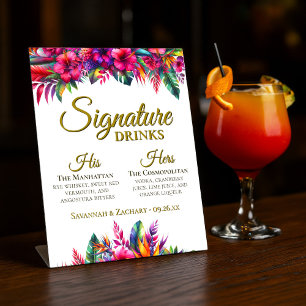 Signature Drinks Tropical Garden Hochzeit Sockelschild