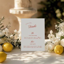 Signature Drinks Vintag Red & Elfenbein Hochzeitsm