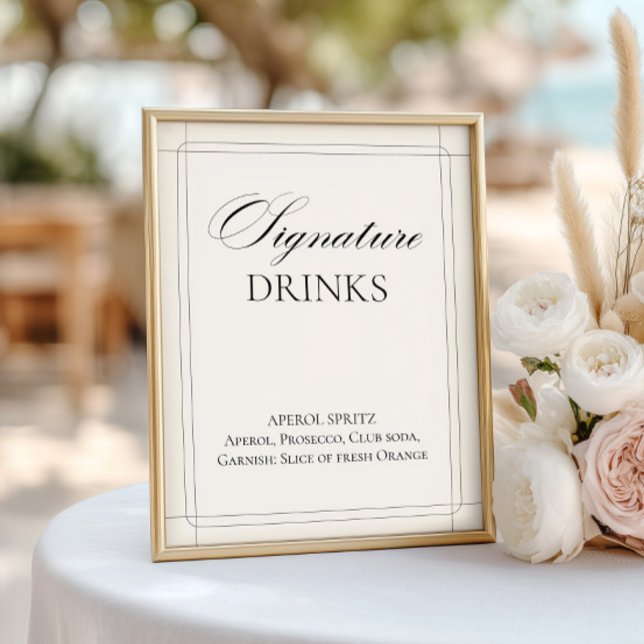 Signature Drinks Vintages hellgraues Zeichen (Signature Drinks Vintage Light Gray Sign)