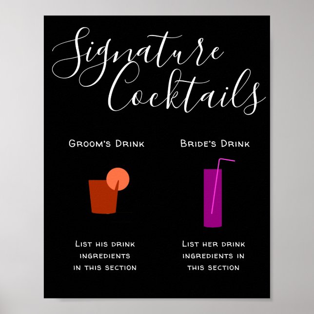 Signature Drinks Wedding Bar Poster (Vorne)