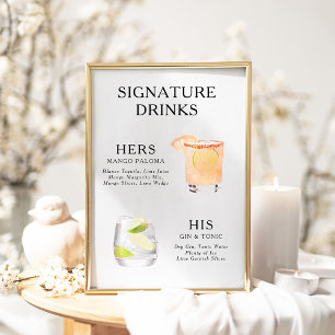 Signature Drinks Wedding Cocktail Menü Poster