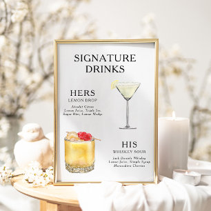 Signature Drinks Wedding Cocktail Menü Poster