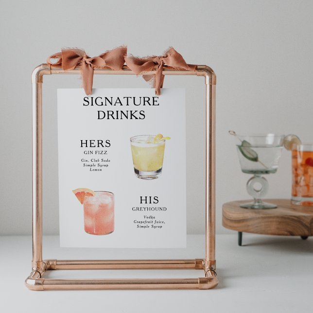 Signature Drinks Wedding Cocktail Menü Poster (Von Creator hochgeladen)