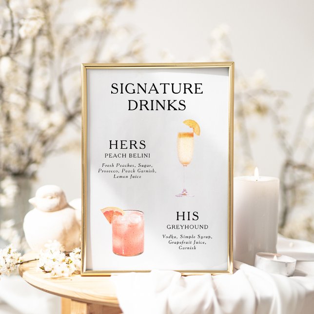 Signature Drinks Wedding Cocktail Menü Poster (Von Creator hochgeladen)