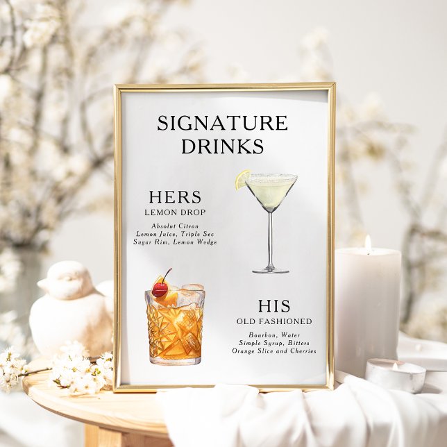 Signature Drinks Wedding Cocktail Menü Poster (Von Creator hochgeladen)