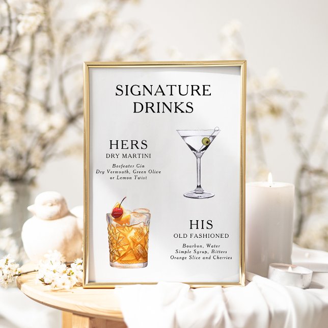 Signature Drinks Wedding Cocktail Menü Poster (Von Creator hochgeladen)