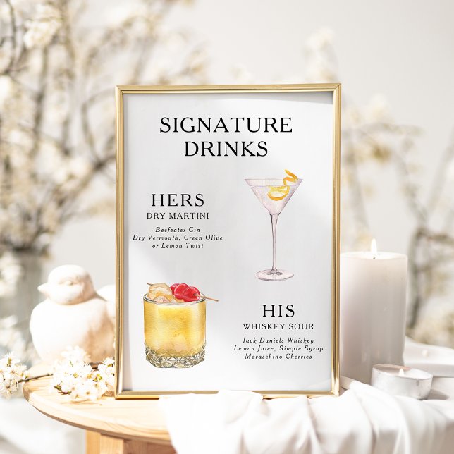 Signature Drinks Wedding Cocktail Menü Poster (Von Creator hochgeladen)