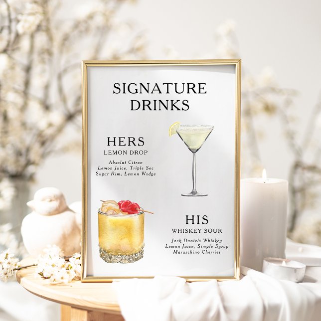 Signature Drinks Wedding Cocktail Menü Poster (Von Creator hochgeladen)