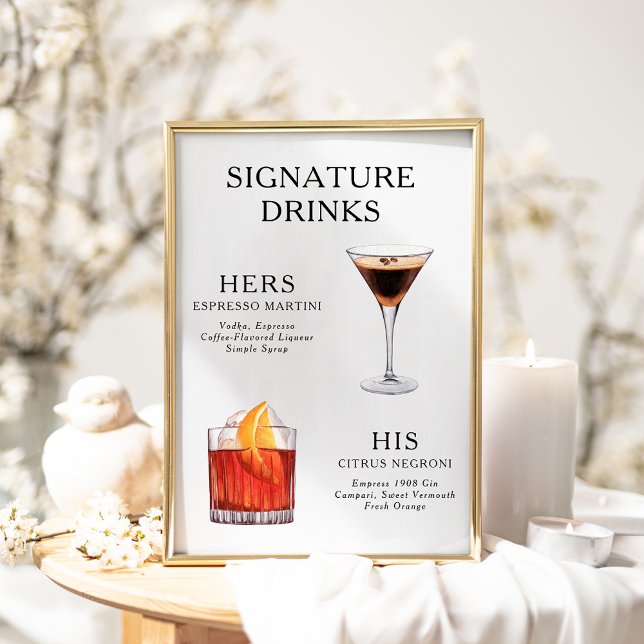 Signature Drinks Wedding Cocktail Menü Poster (Von Creator hochgeladen)