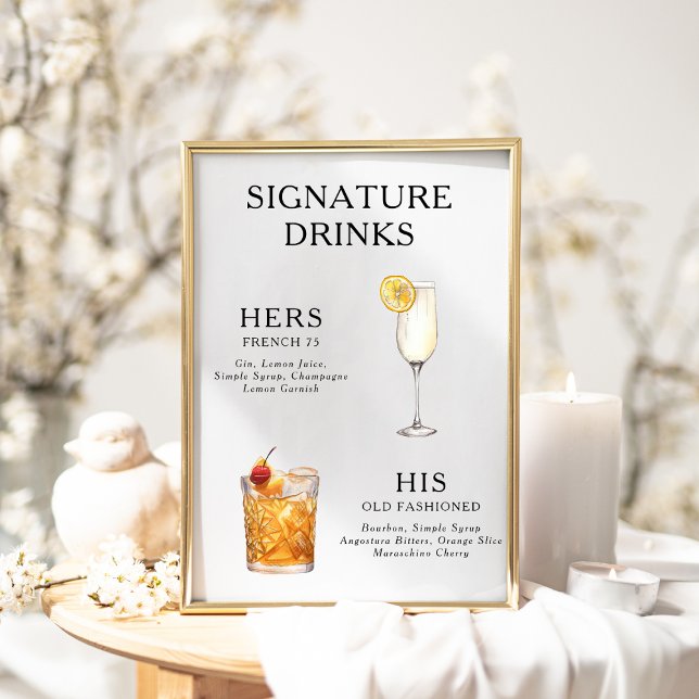 Signature Drinks Wedding Cocktail Menü Poster (Von Creator hochgeladen)