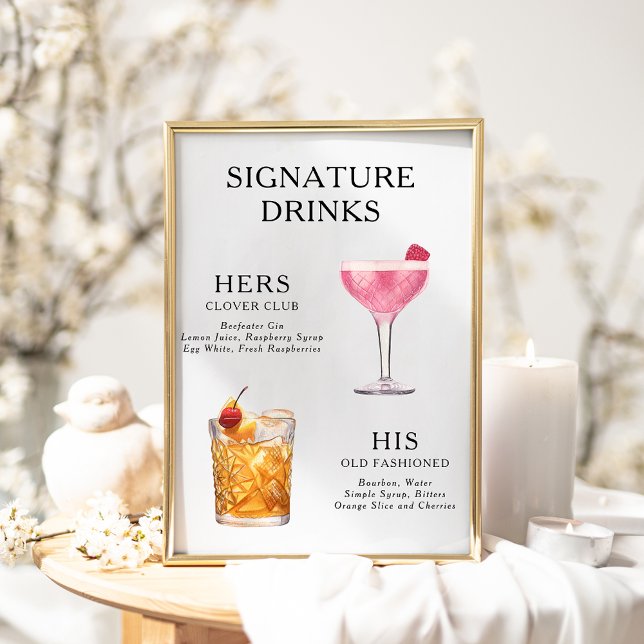 Signature Drinks Wedding Cocktail Menü Poster (Von Creator hochgeladen)