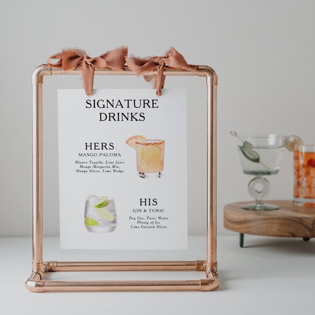 Signature Drinks Wedding Cocktail Menü Poster (Von Creator hochgeladen)