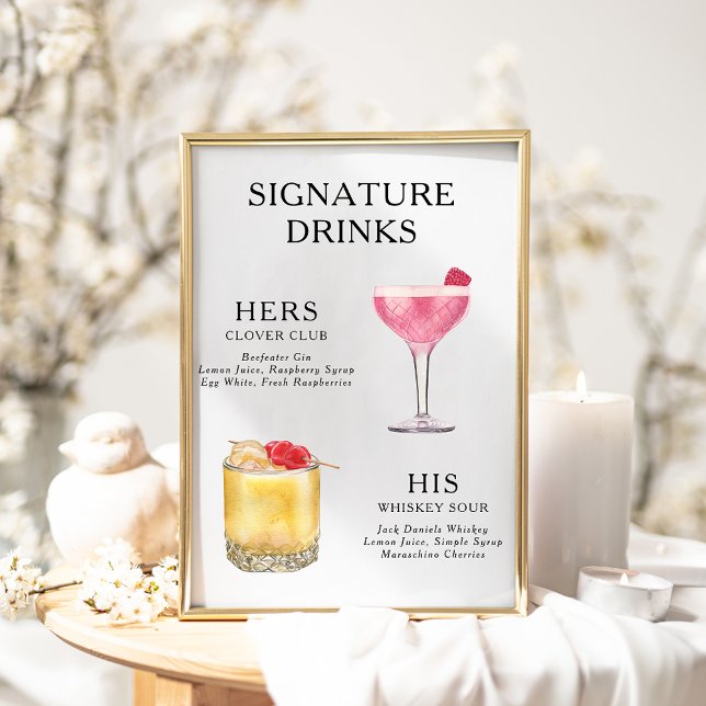 Signature Drinks Wedding Cocktail Menü Poster (Von Creator hochgeladen)