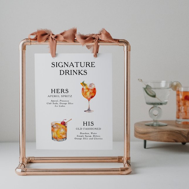 Signature Drinks Wedding Cocktail Menü Poster (Von Creator hochgeladen)