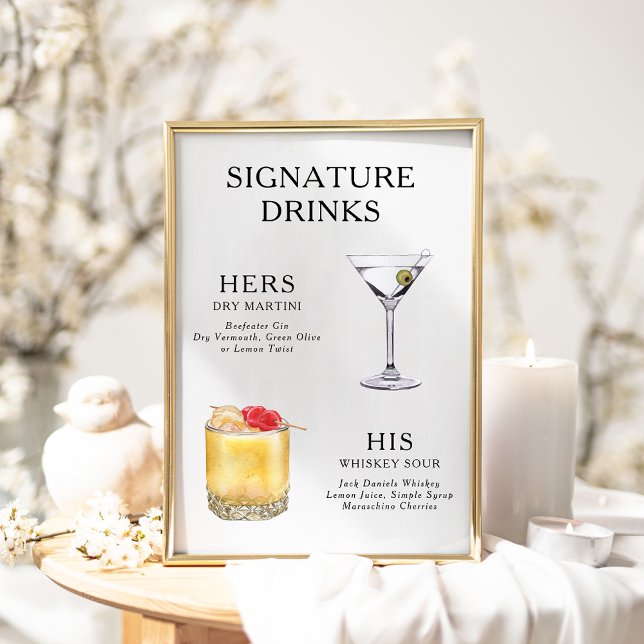 Signature Drinks Wedding Cocktail Menü Poster (Von Creator hochgeladen)