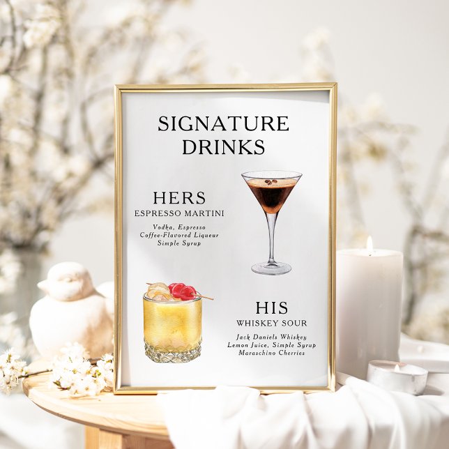 Signature Drinks Wedding Cocktail Menü Poster (Von Creator hochgeladen)