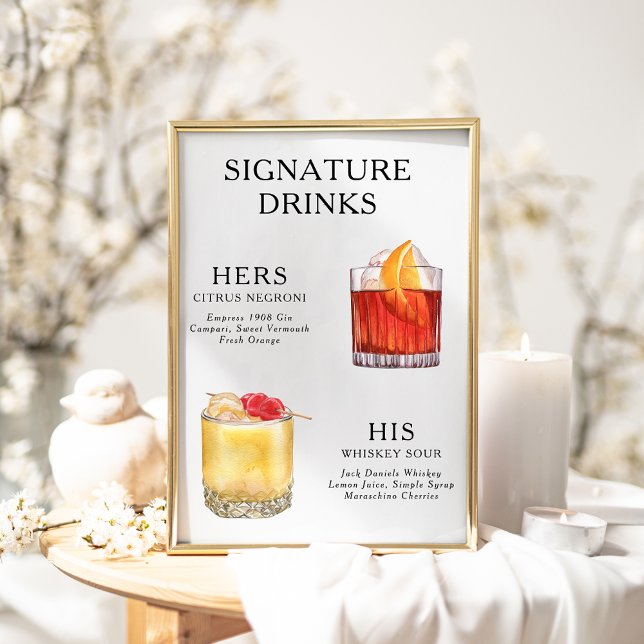 Signature Drinks Wedding Cocktail Menü Poster (Von Creator hochgeladen)