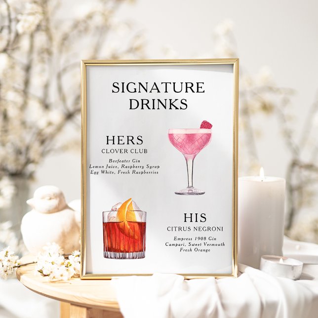 Signature Drinks Wedding Cocktail Menü Poster (Von Creator hochgeladen)
