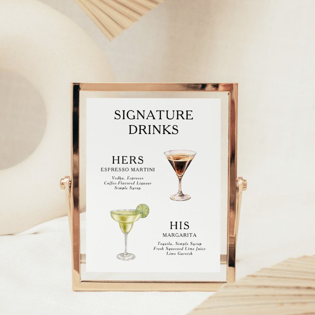 Signature Drinks Wedding Cocktail Menü Poster (Von Creator hochgeladen)
