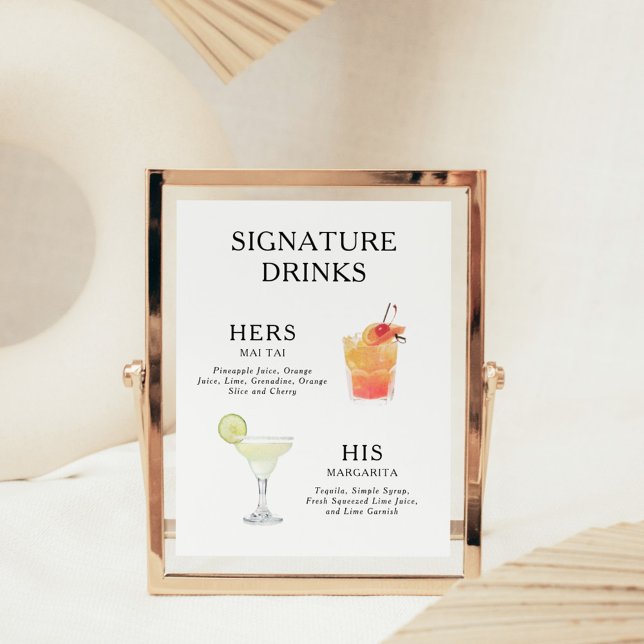 Signature Drinks Wedding Cocktail Menü Poster (Von Creator hochgeladen)