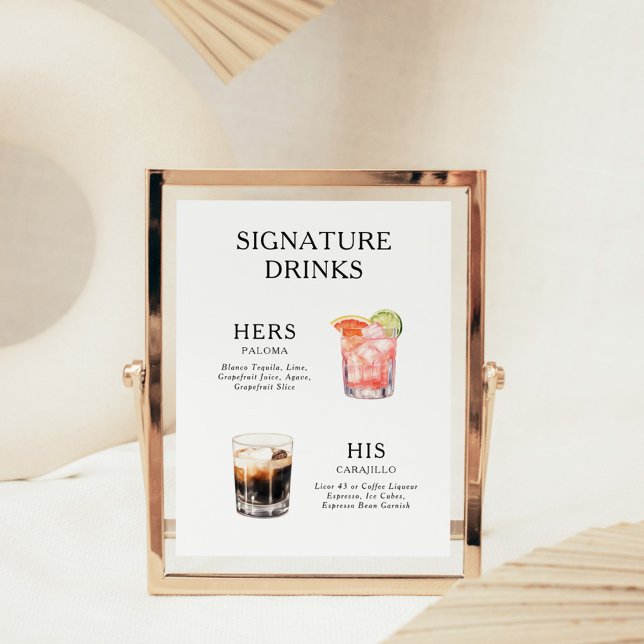 Signature Drinks Wedding Cocktail Menü Poster (Von Creator hochgeladen)