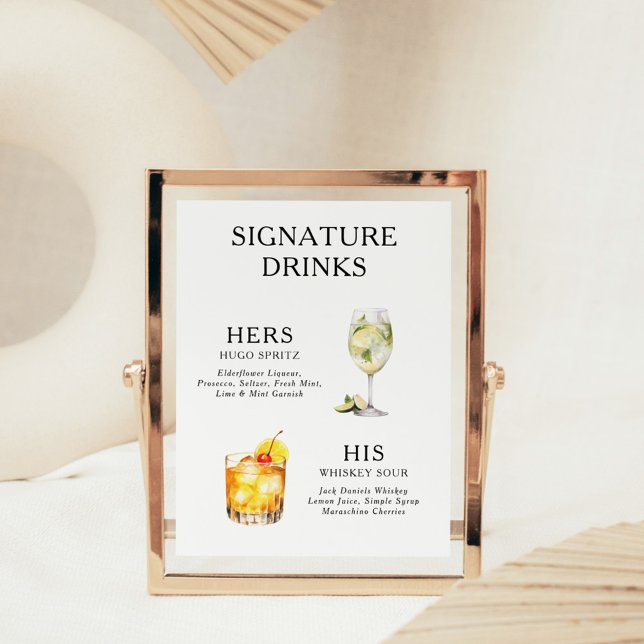 Signature Drinks Wedding Cocktail Menü Poster (Von Creator hochgeladen)