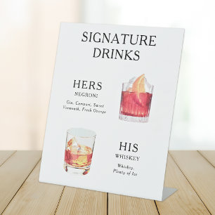 Signature Drinks Wedding Cocktail Menü Poster Sockelschild