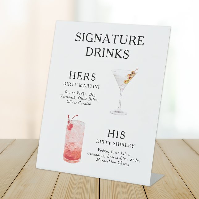 Signature Drinks Wedding Cocktail Menü Poster Sockelschild (Von Creator hochgeladen)