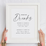 Signature Drinks Wedding Sign | Cocktailmenü Poster<br><div class="desc">Genießen Sie Ihre Cocktails in stilvollem Ambiente mit diesem eleganten Signature Drinks Hochzeitszeichen. Freuen Sie sich auf ein modernes Schwarz-Weiß-Design mit Platz für die Getränke der Braut und des Bräutigams. Dieses Cocktail-Poster eignet sich hervorragend für die Präsentation in Ihrem Bar oder Empfang-Bereich und verleiht Ihrer Feier eine schicke und personalisierte...</div>