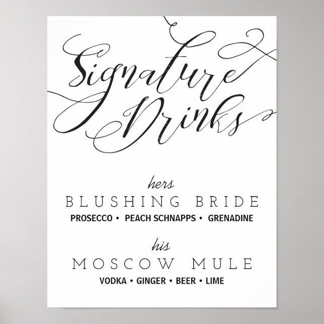 Signature Drinks Wedding Sign Poster (Vorne)
