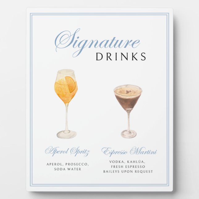 Signature Drinks Zeichen - Aquarellbilder Fotoplatte (Vorderseite)